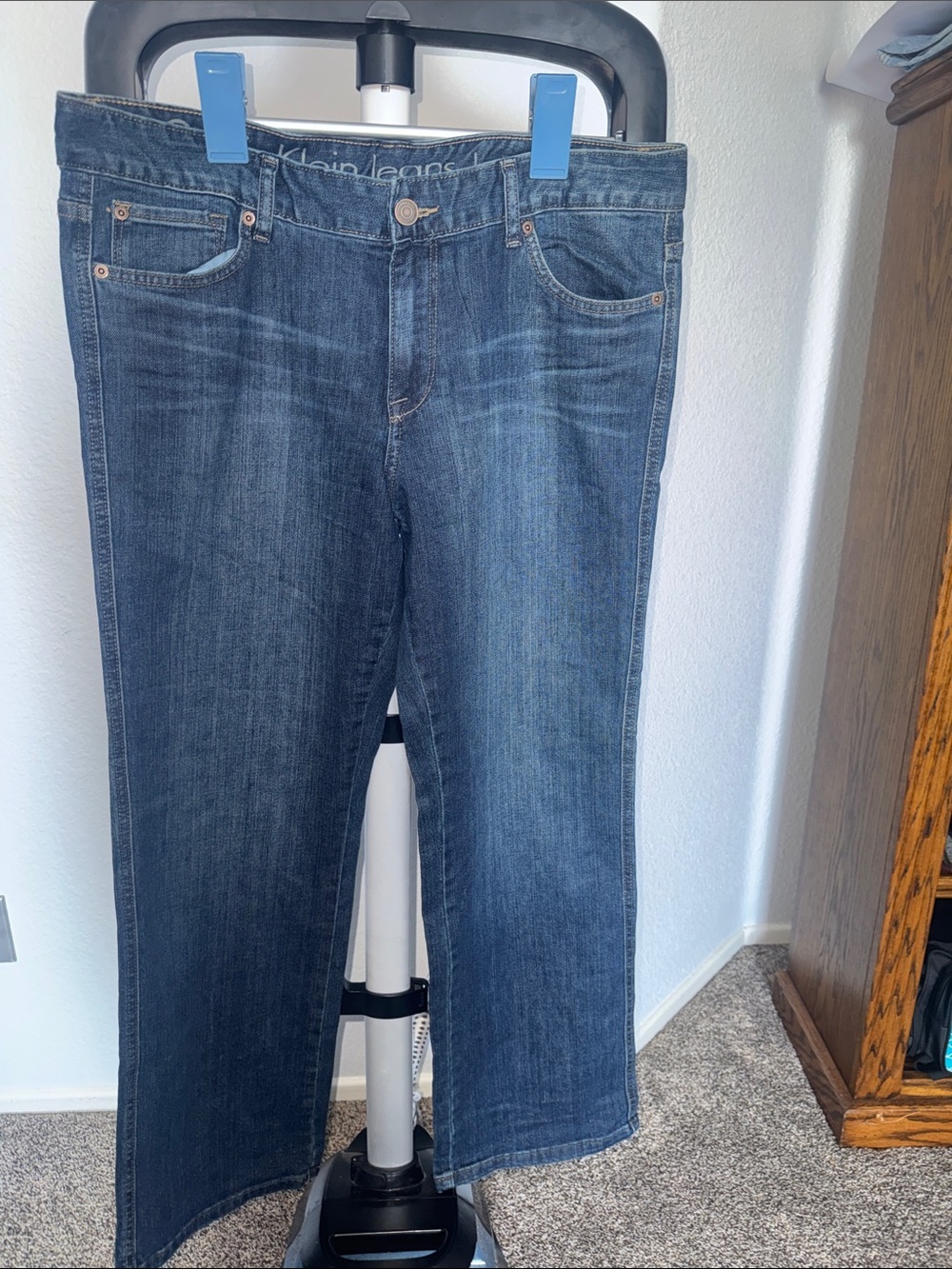 Calvin Klein Navy Blue Denim Jeans with Logo Waistband